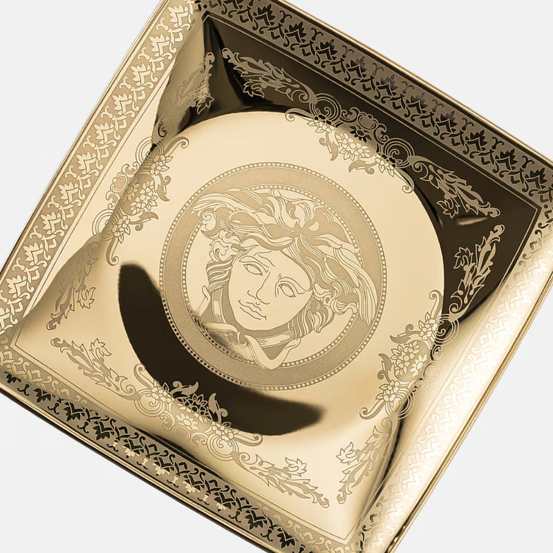 Golden Medusa Square Plate , 12cm