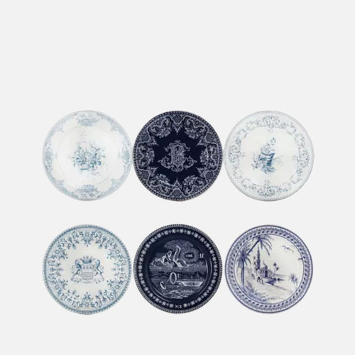 Set of 6 Assorted Mignardise plates - Les Dépareillées Blue
