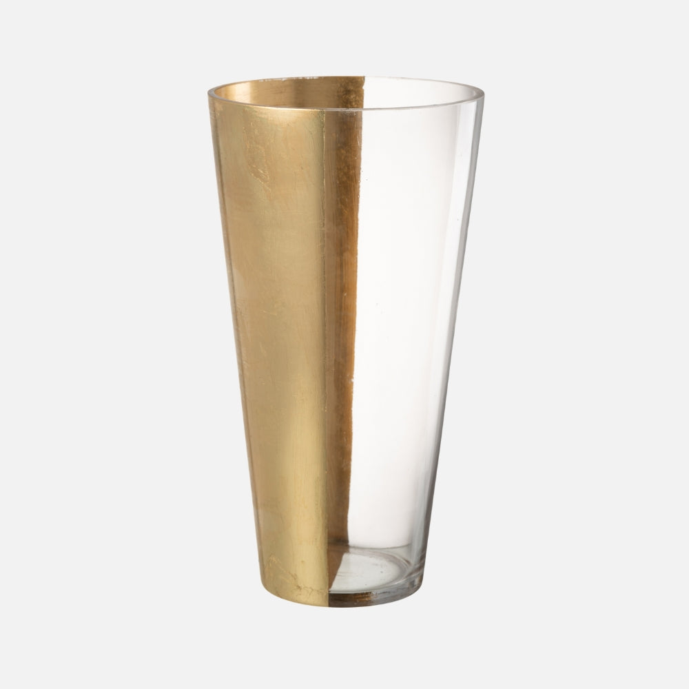Moa Glass Decorative Vase – Transparent & Gold