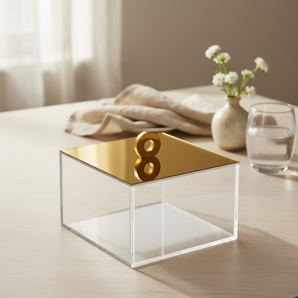 Square Gold Plexi Box, 12x12cm