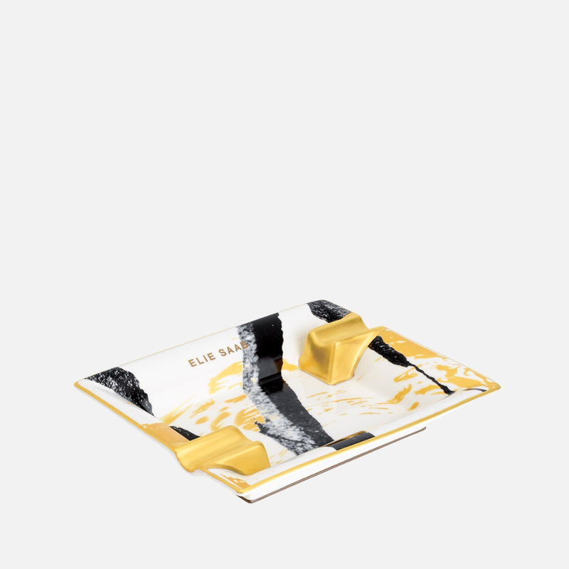 Golden Sumi Square Ashtray, 16 Γ16cm
