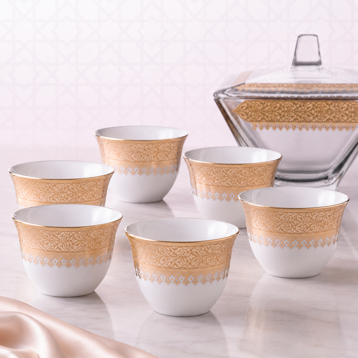 Dimlaj Cordoba Set of 6 Pcs Cawa Cups (22K) gold gilded