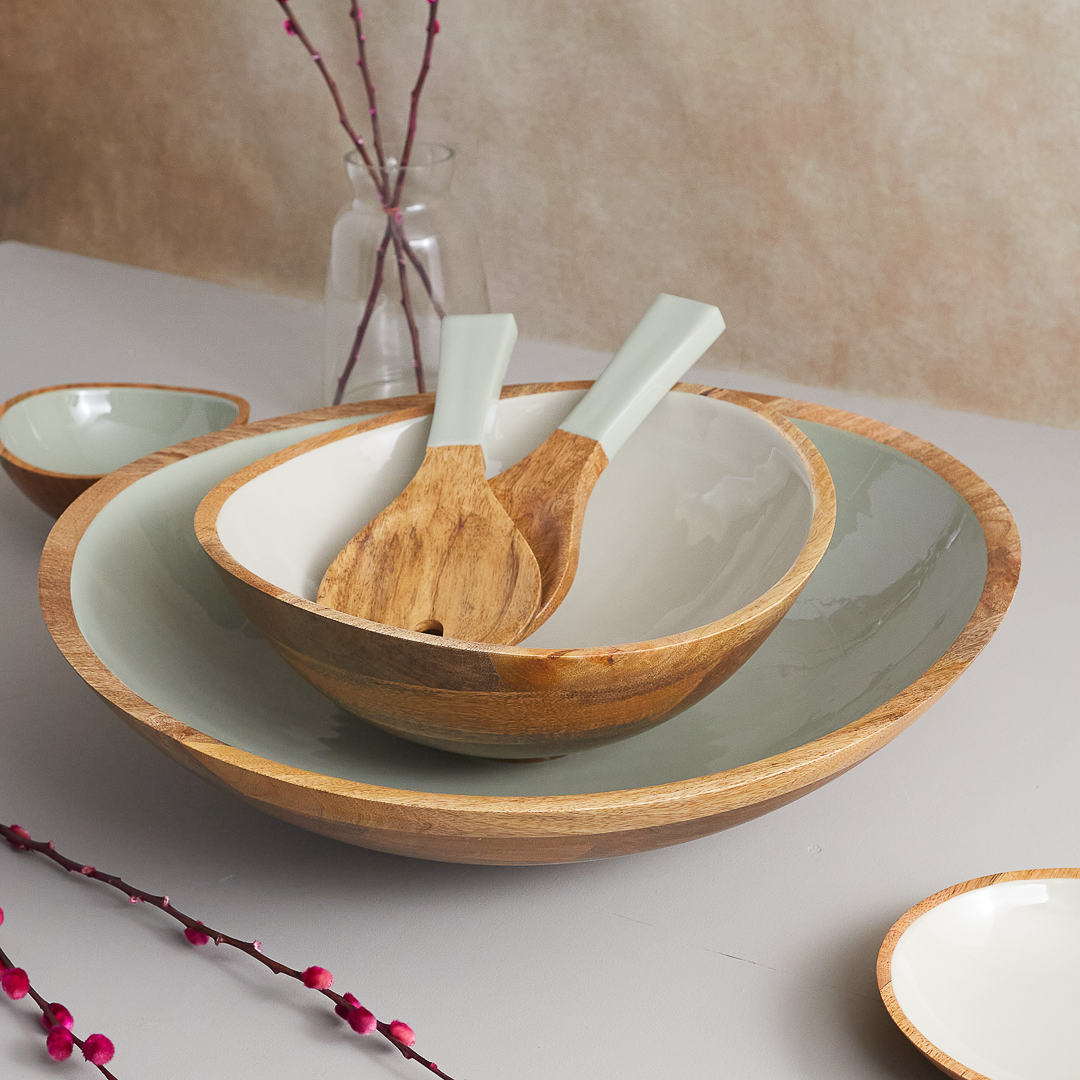 Madras Large Mango Wood Bowl – Taupe