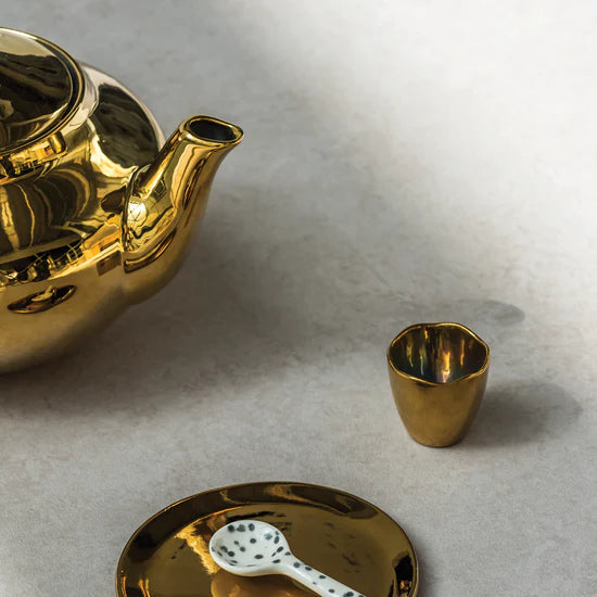 Good Morning Ceramic Teapot – Gold