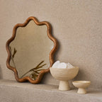 Janna Handcrafted Mango Wood Mirror – Walnut