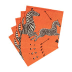 Zebras Orange Cocktail Napkins