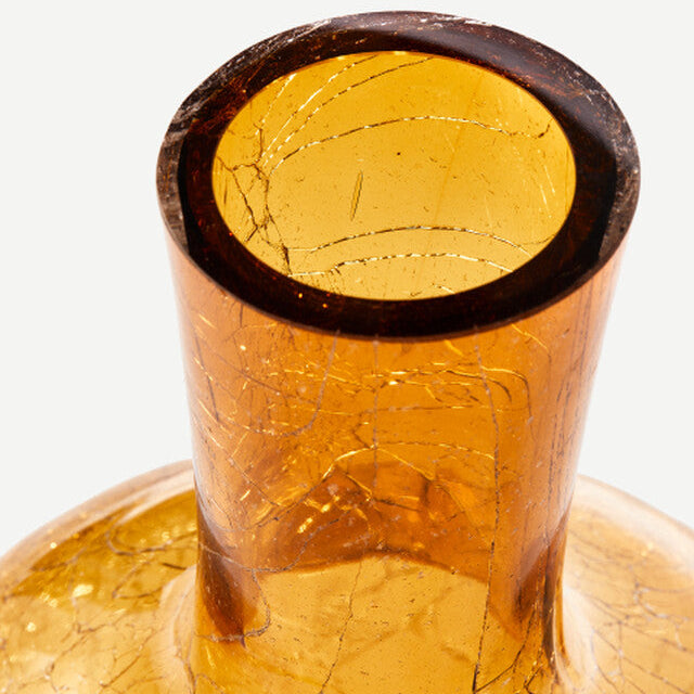 Crackled Glass Ball Body Vase - L