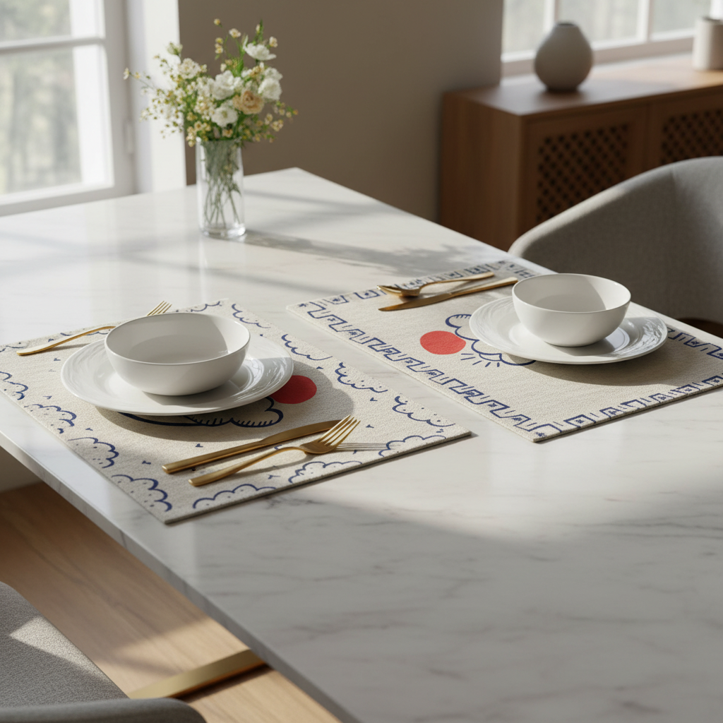 2 matching placemats: Moon + Cloud - L'Archipel Sentimental