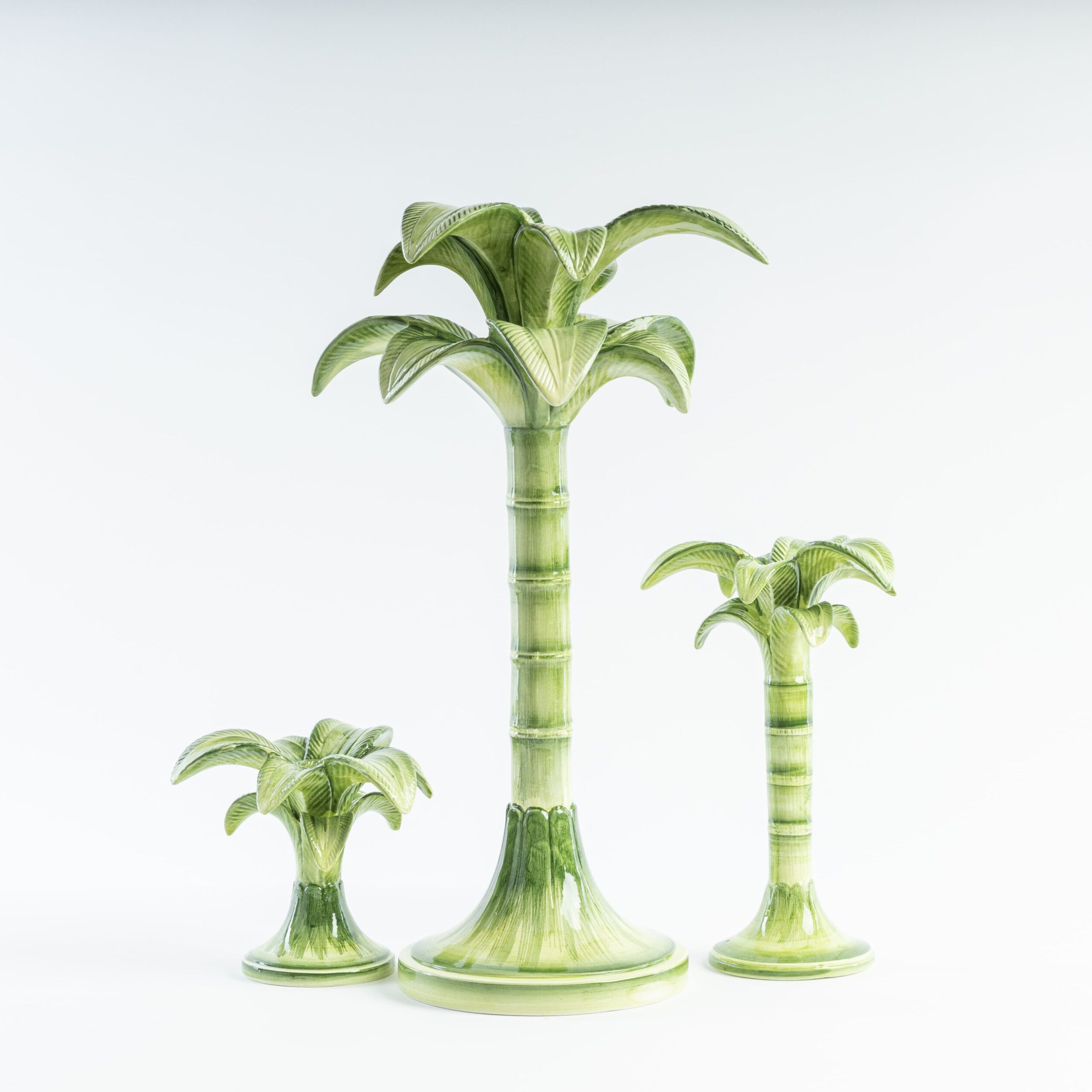 Green Palm Ceramic Candelabra – 20 cm