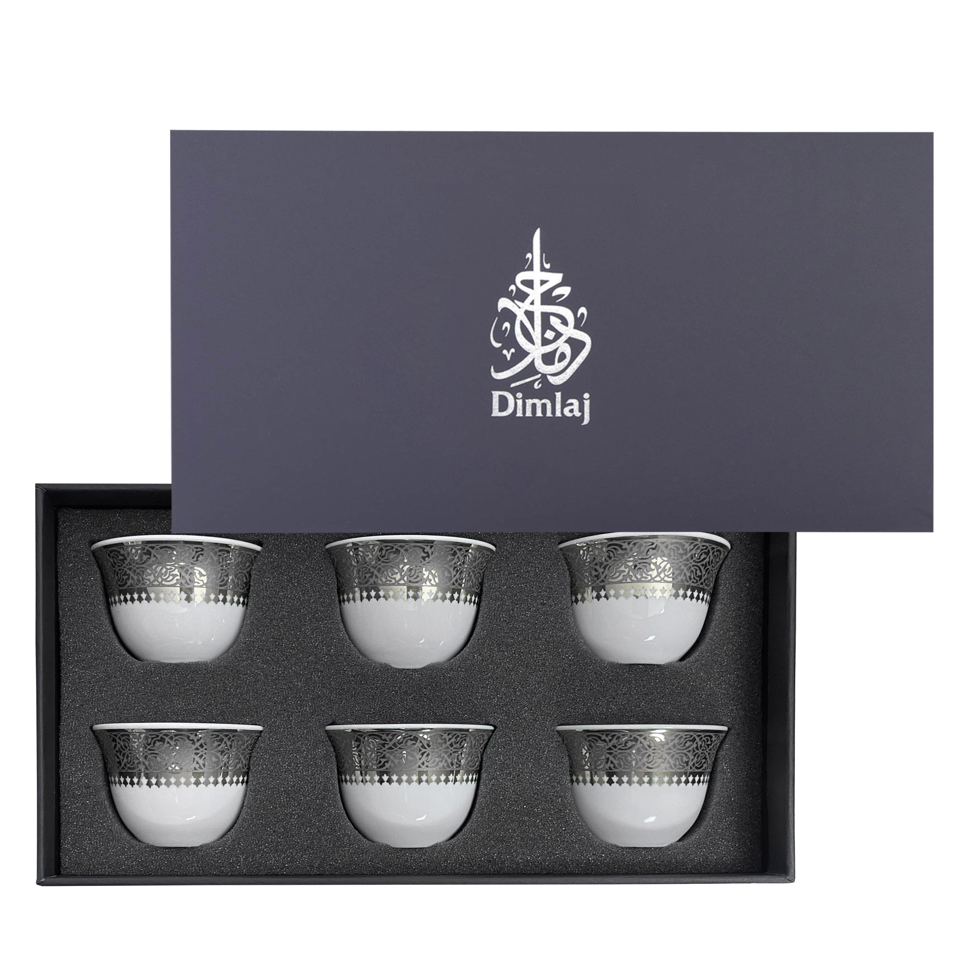 Dimlaj Cordoba Set of 6 Pcs Cawa Cups (Platinum) - Premium Cawa Cups from Cordoba By Dimlaj - Just $200! 