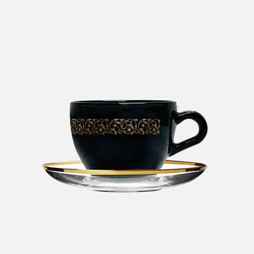 Dimlaj Touch Solo Set of 12 Pcs Coffee Cups and Saucers Gold and Black