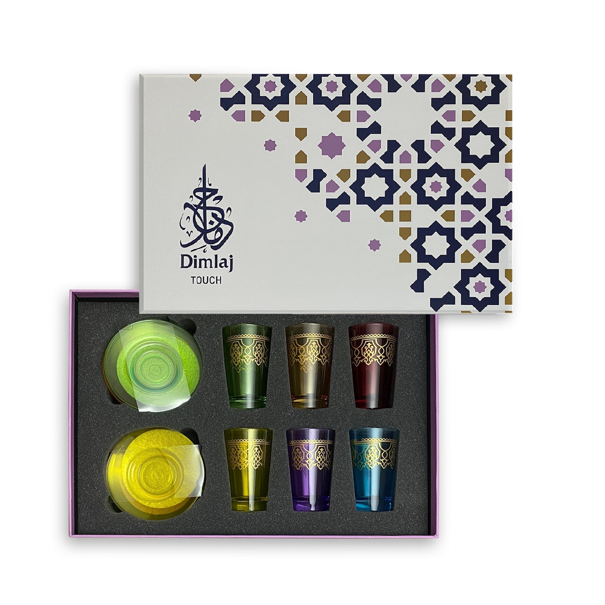 Dimlaj Touch Casablanca Set of 6 Pcs Moroccan Tea Cups and Saucers Mixed Color - Premium Tea Cups from Dimlaj Touch - Just $135! 