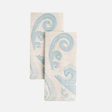 Athenee Peacock Napkins – Light Blue Set of 2