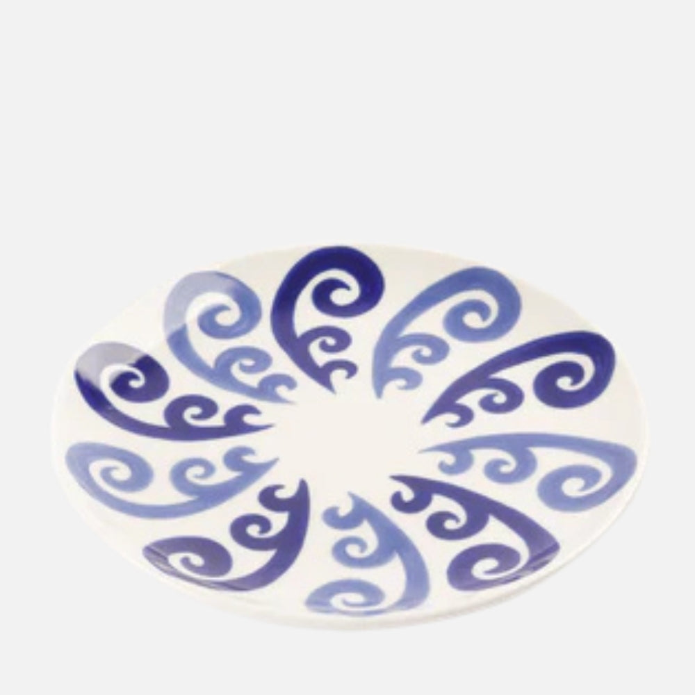 Athenee Peacock Dessert Plate – Two‑Tone Blue 21 cm
