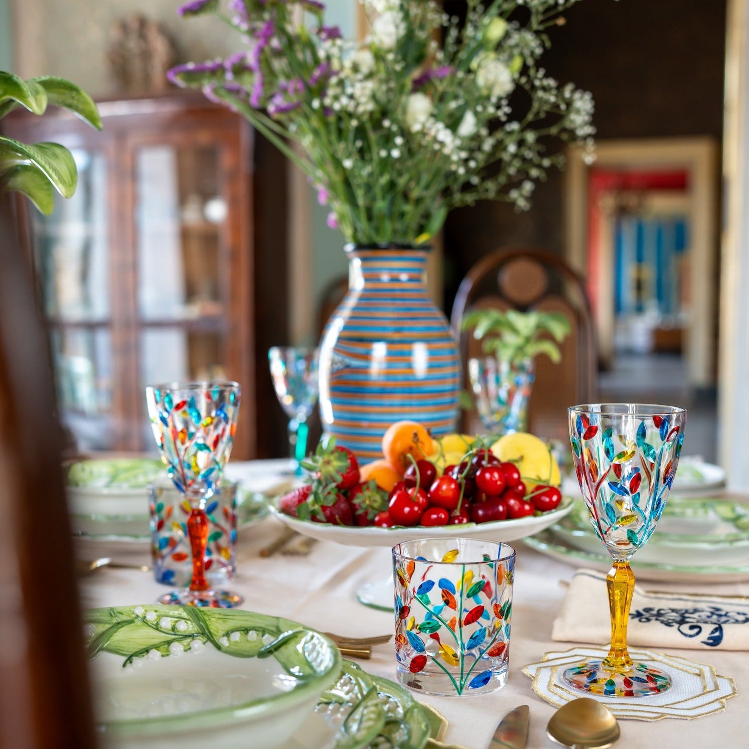 Multicoloured Crystal Wine Goblets – Set of 4