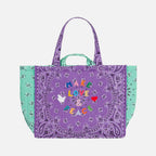 Call It Maxi Cabas Matelassé - Make Love & Peace Lilas / Mint Tote Bag