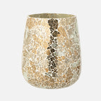 Tall Crackled Glass Candle Holder – Gold Decorative Lantern