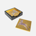 Caspari Lacquer coaster set-Gold Zeb