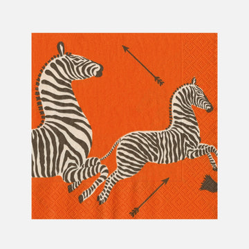 Zebras Orange Cocktail Napkins