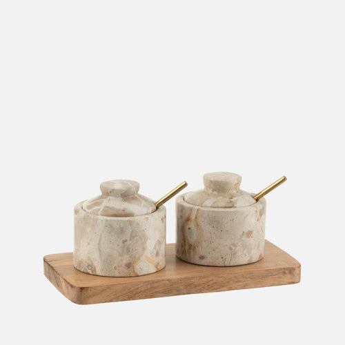 Marble Condiment Set – Natural/Beige