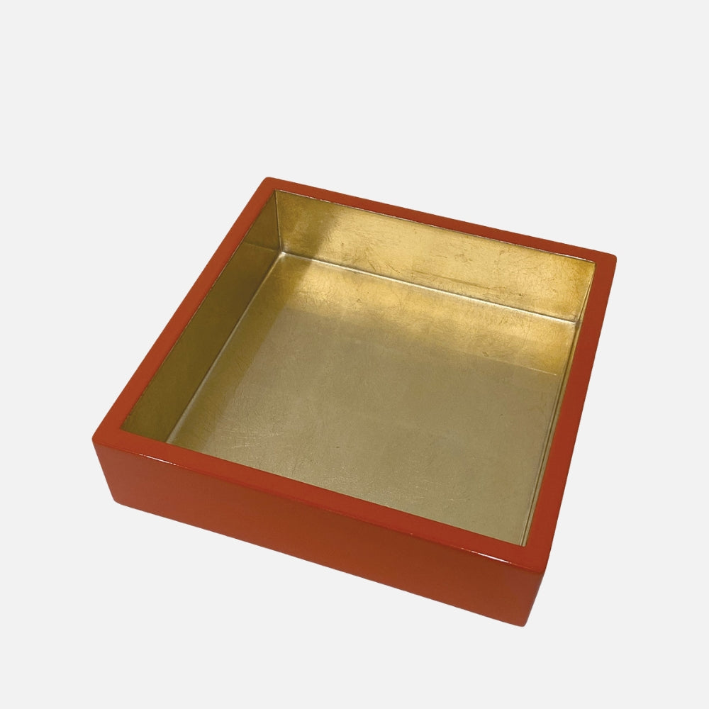 Coral With Gold Lacquer Luncheon Napkin Holders