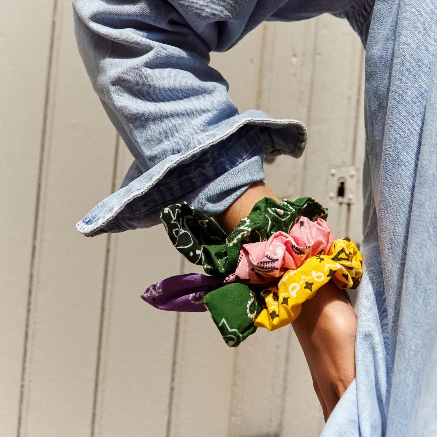 Chouchou Hair Scrunchie, Mint-Yellow
