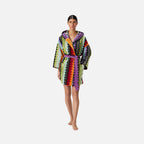 Giacomo Multicolour Zigzag Cotton Hooded Bathrobe