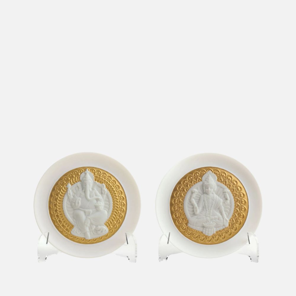 Goddess Lakshmi and Lord Ganesha Decorative Plates Set