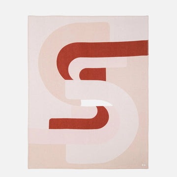 Roma Merino Wool Throw in beige & pink