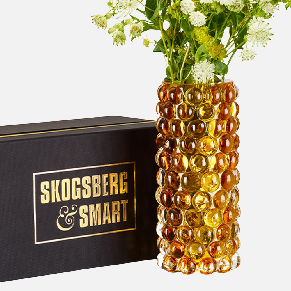 Hurricane Boule Vase – Amber Hand-Blown Glass