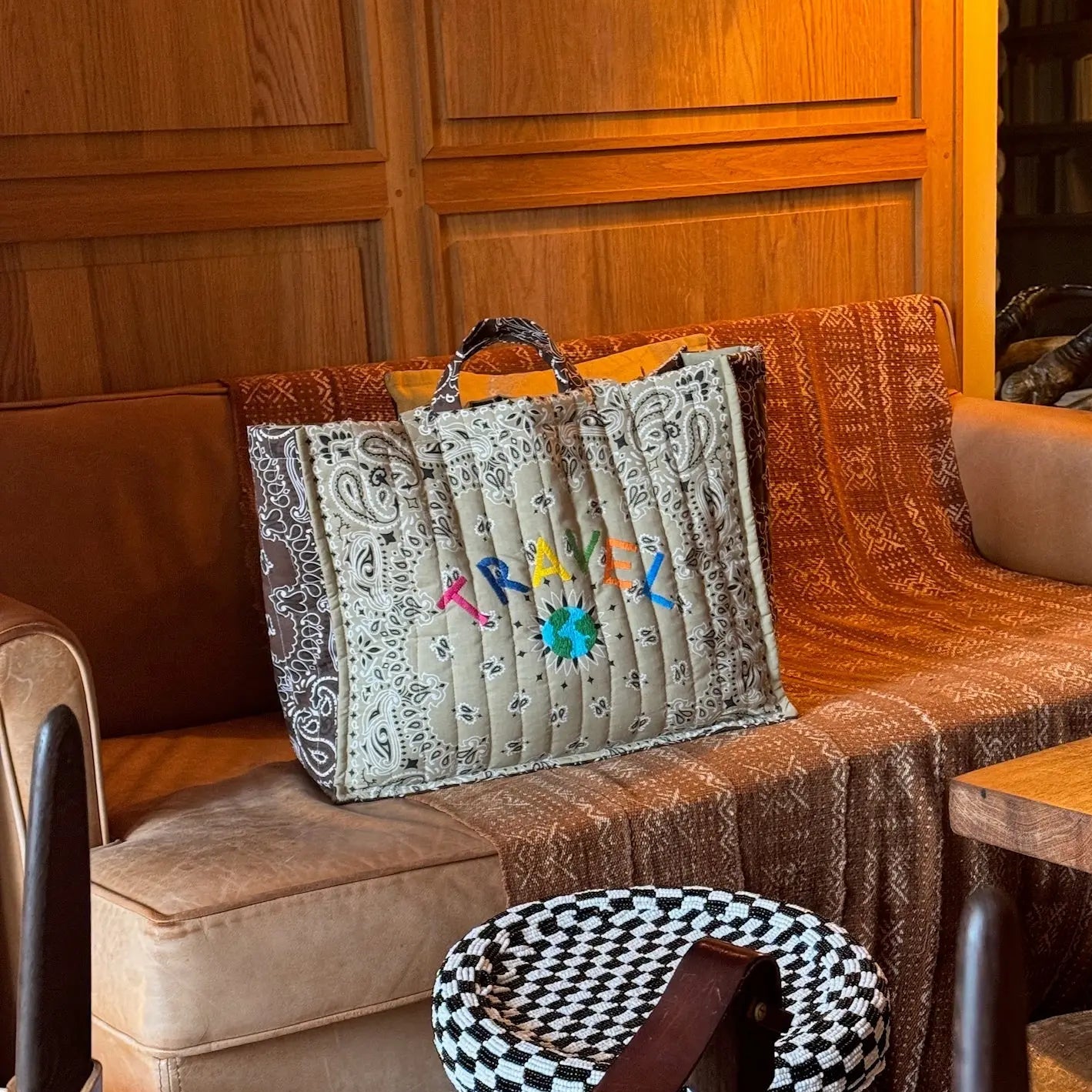 Call It Tds - Maxi Cabas Matelassé - Travel/ Mapmonde Beige / Marron Tote Bag