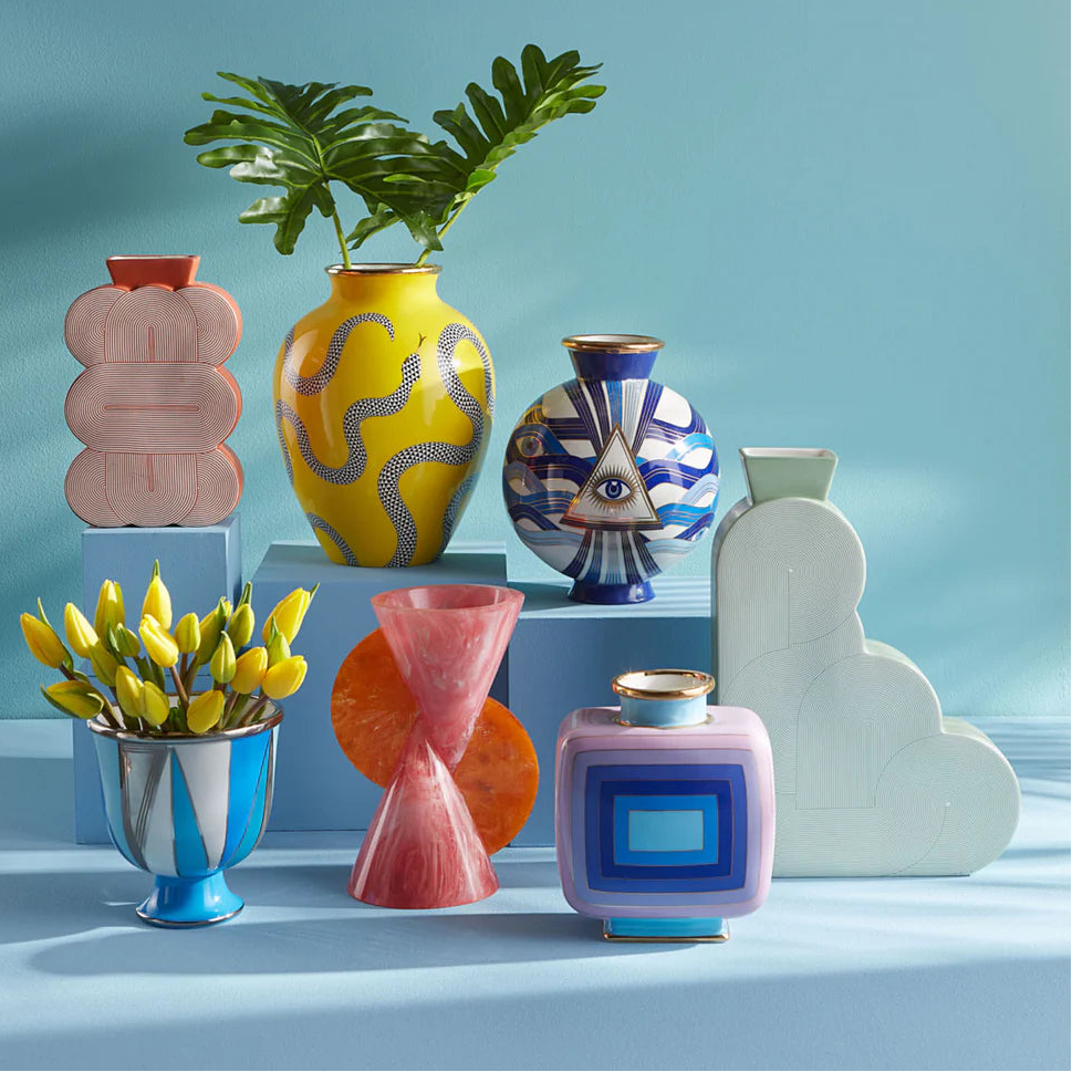 Druggist Eye Vase - Blue & Gold Porcelain Decorative Art Vase