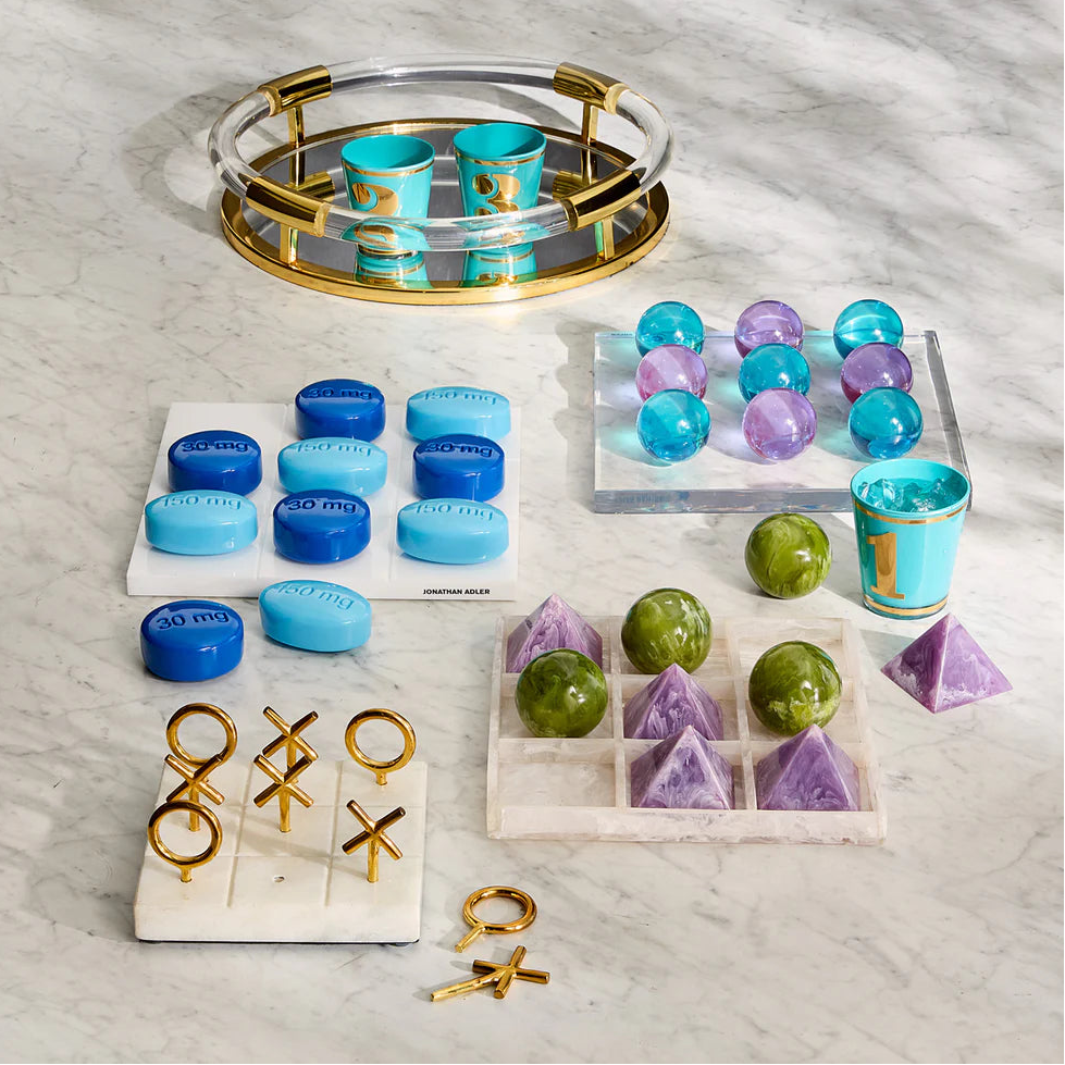 Jacques Round Tray – Acrylic Frame with Mirrored Base