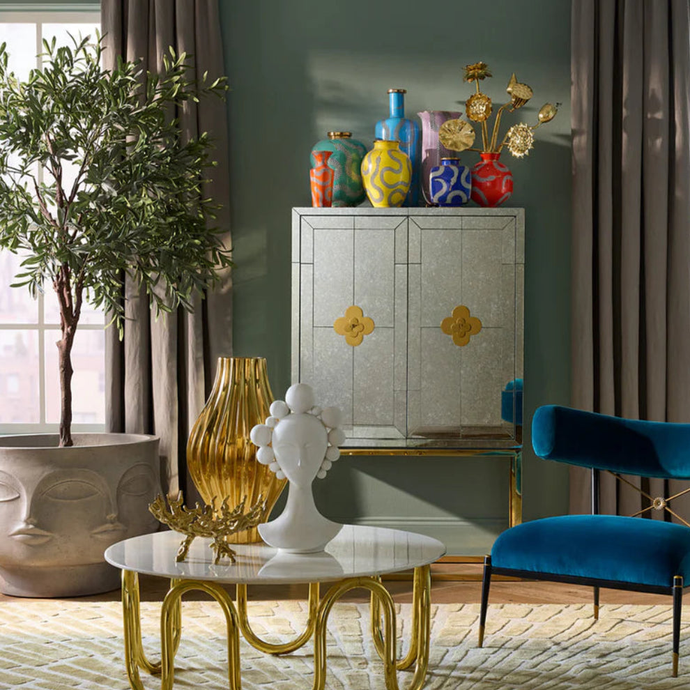 Eden Cuff Vase – Pop-Tone Porcelain with Gold Accents