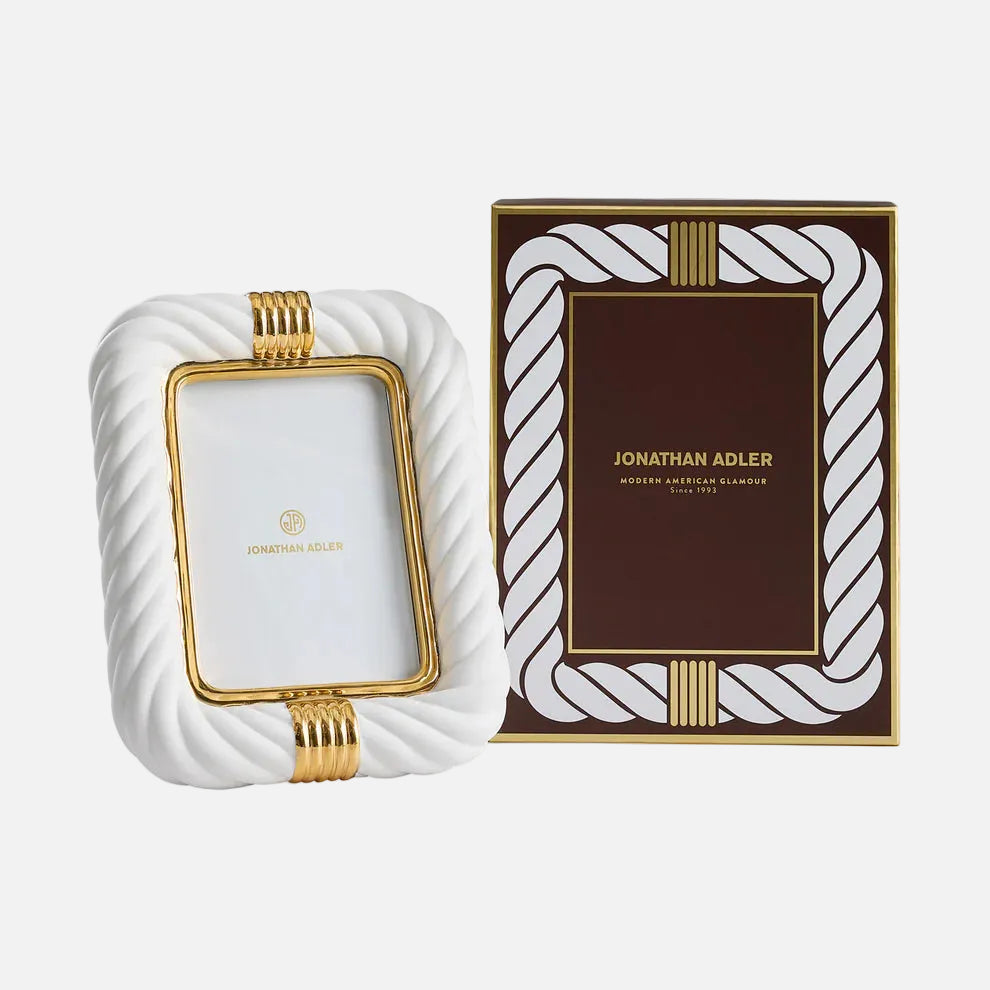 Geneva Porcelain Picture Frame with Gold Accents