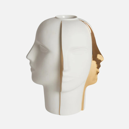 Atlas Split Vase - Matte Porcelain & Gold