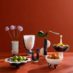 Como Black & White Scalloped Urn - Hand-Poured Marbleized Acrylic