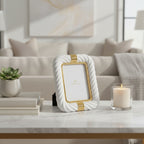 Geneva Porcelain Picture Frame with Gold Accents