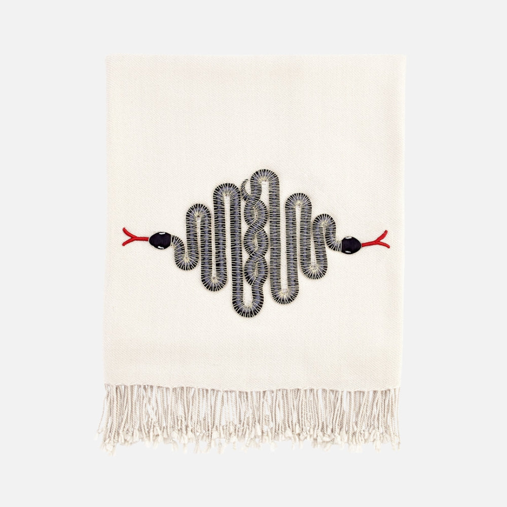 Snake Embellished Merino Wool Throw, 127x178cm