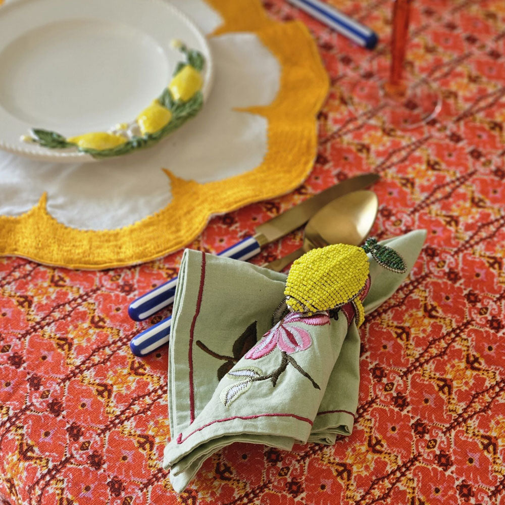 Lemon Beaded Napkin Rings – Set of 2, 6 cm