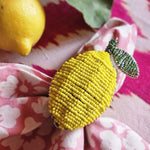 Lemon Beaded Napkin Rings – Set of 2, 6 cm