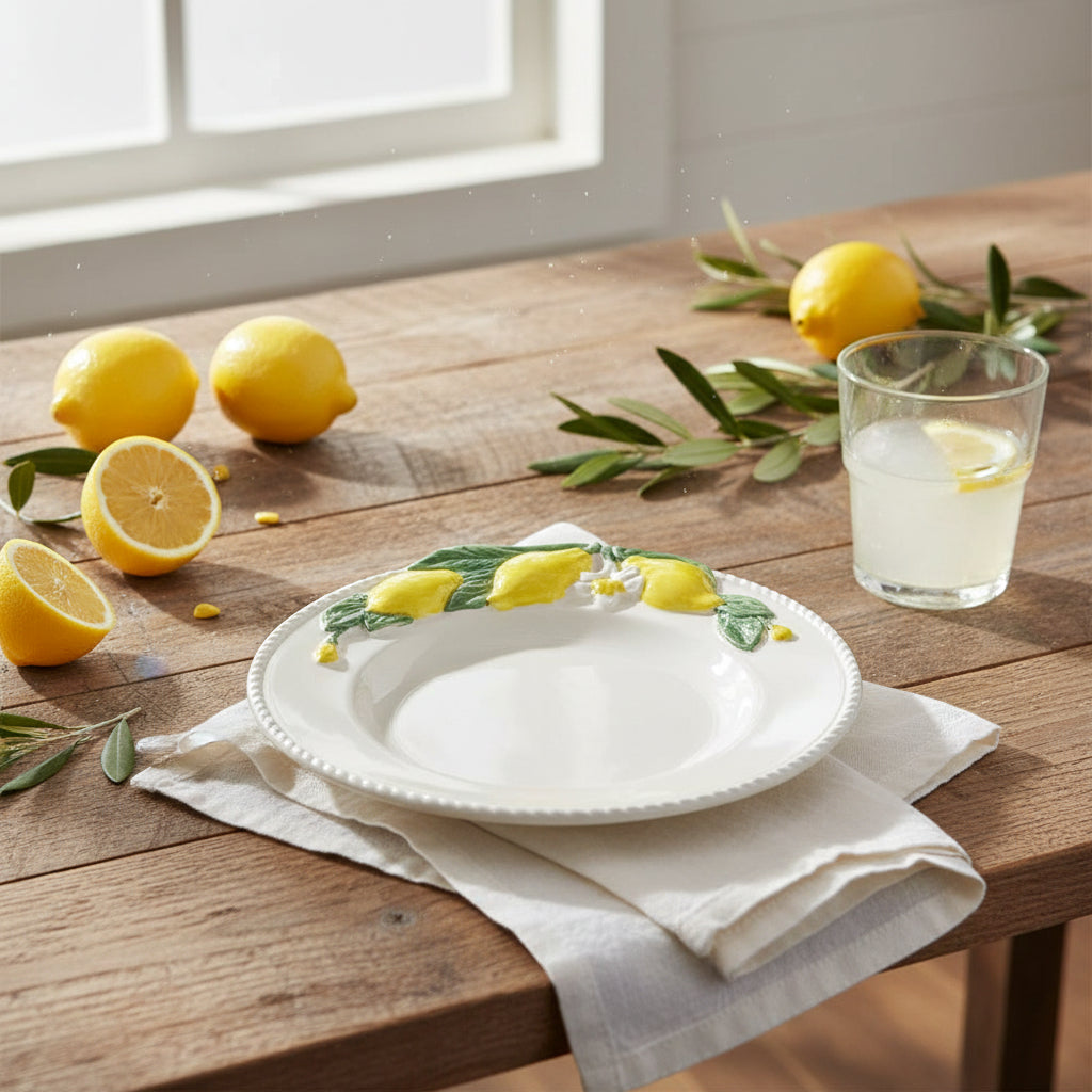 Lemon Collection Hand-Painted Ceramic Salad Plate
