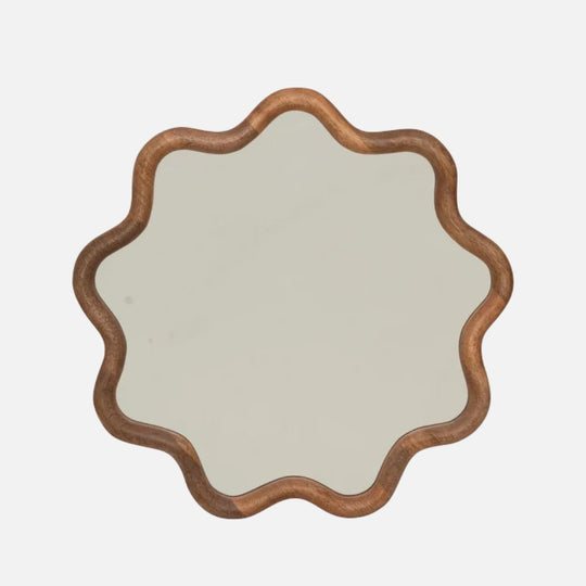 Janna Handcrafted Mango Wood Mirror – Walnut