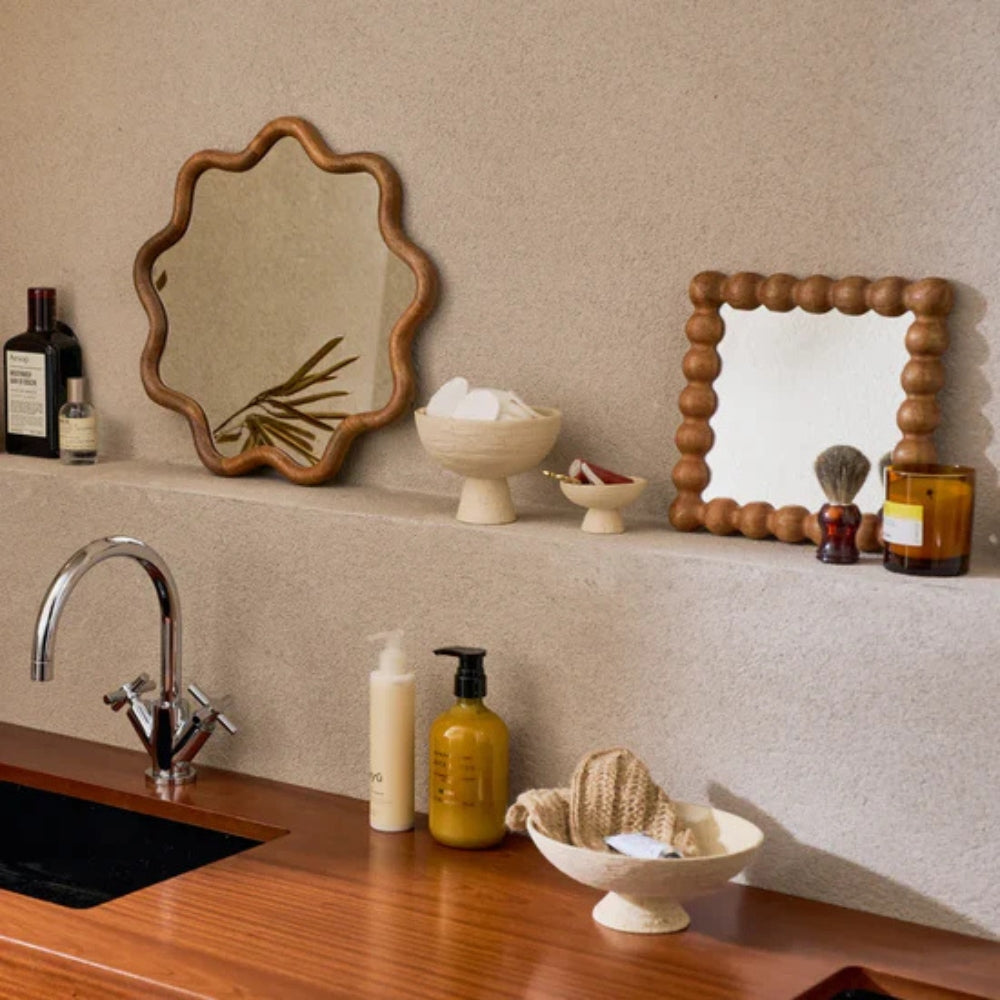 Janna Handcrafted Mango Wood Mirror – Walnut