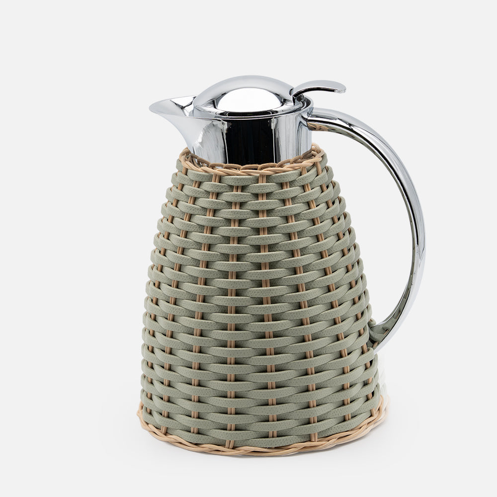 Chantilly Leather & Rattan Stainless Steel Carafe with Chrome Finish 1.0 lt
