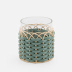 Wideville Leather &amp; Rattan Candle Holders (Mint)