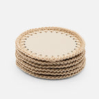 Rochelle Leather &amp; Crochet Coasters Set of 6 (Ivory)