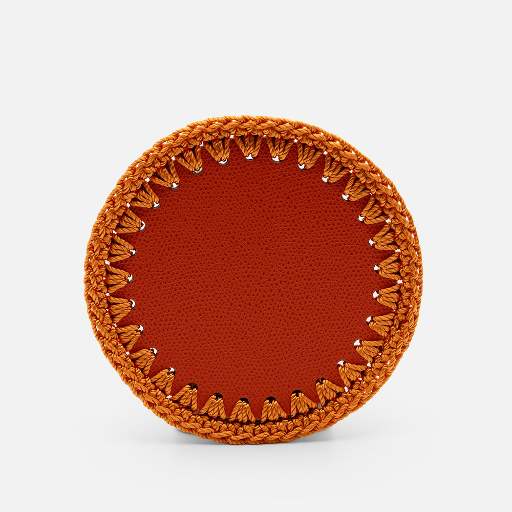 Rochelle Leather &amp; Crochet Coasters Set of 6 (Mango)