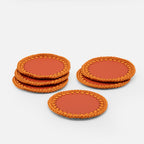 Rochelle Leather &amp; Crochet Coasters Set of 6 (Mango)