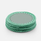 Rochelle Leather &amp; Crochet Coasters Set of 6 (Mint)